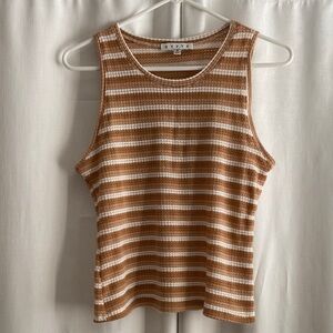 HYFVE Striped Tan and White Women's Tank Top